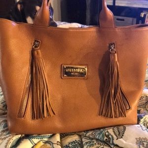 SOLD Mario Valentino Milano Large Tan Tassel Tote
